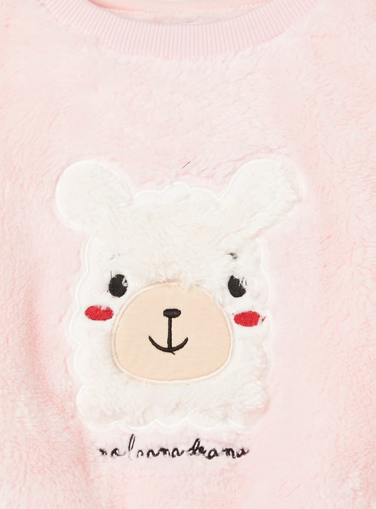 Girls Applique Fuzzy Sweatshirt