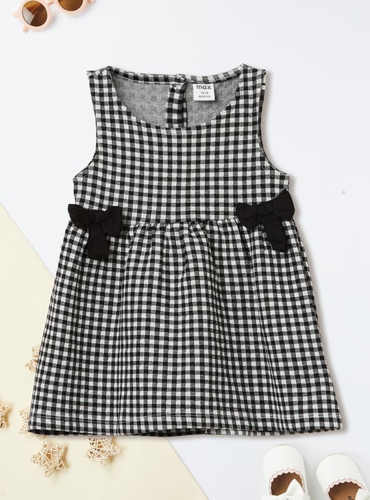 Girls Checked A-line Dress with T-shirt