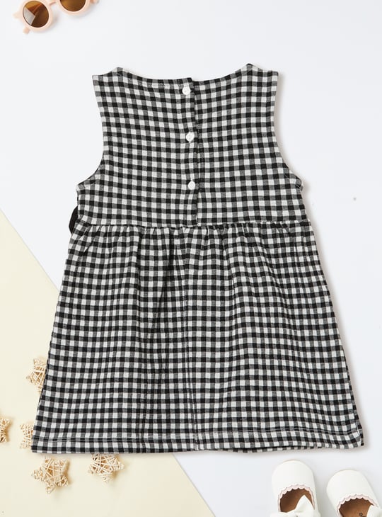 Girls Checked A-line Dress with T-shirt