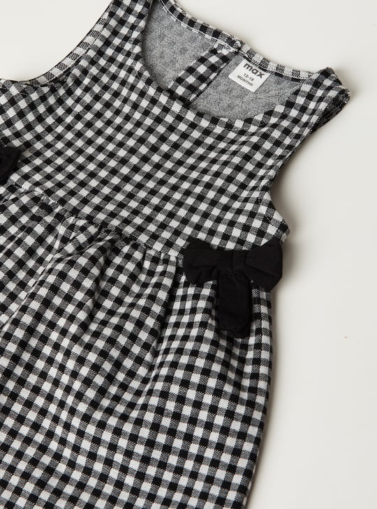 Girls Checked A-line Dress with T-shirt