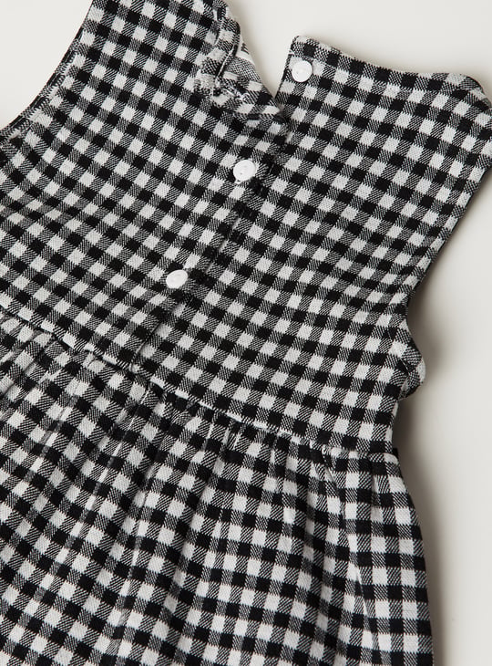 Girls Checked A-line Dress with T-shirt