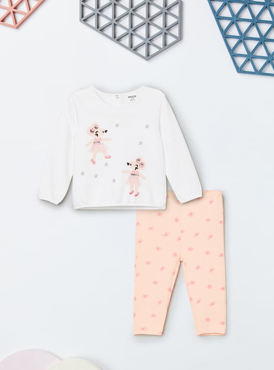 Girls Applique T-shirt with Leggings