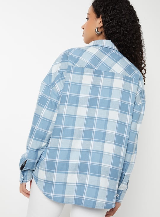Women Checked Oversized Shirt