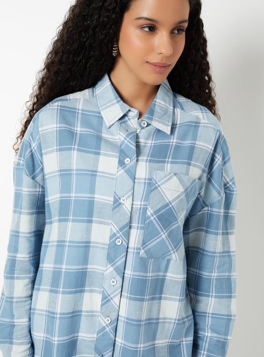 Women Checked Oversized Shirt