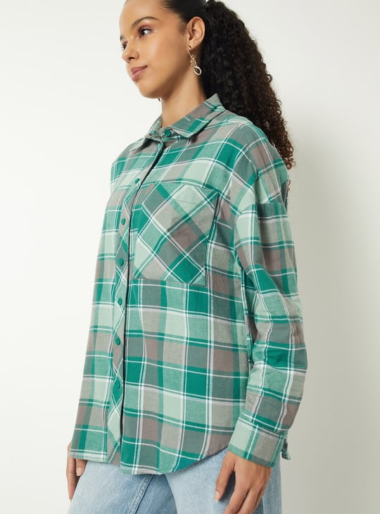 Women Checked Oversized Shirt