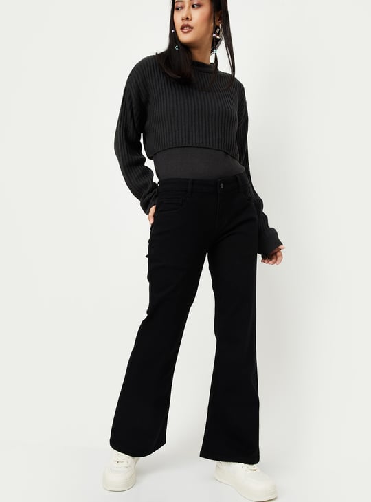 Women Solid Flared Jeans