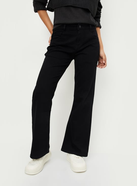 Women Solid Flared Jeans