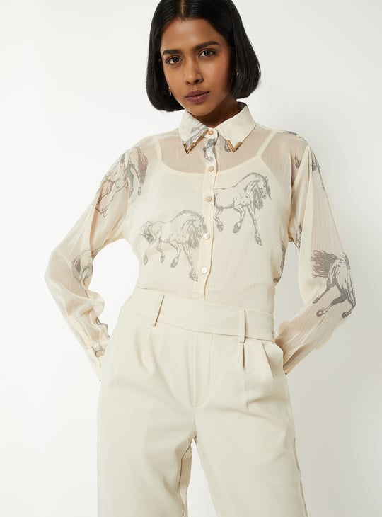 Women Woven Shirt with Camisole