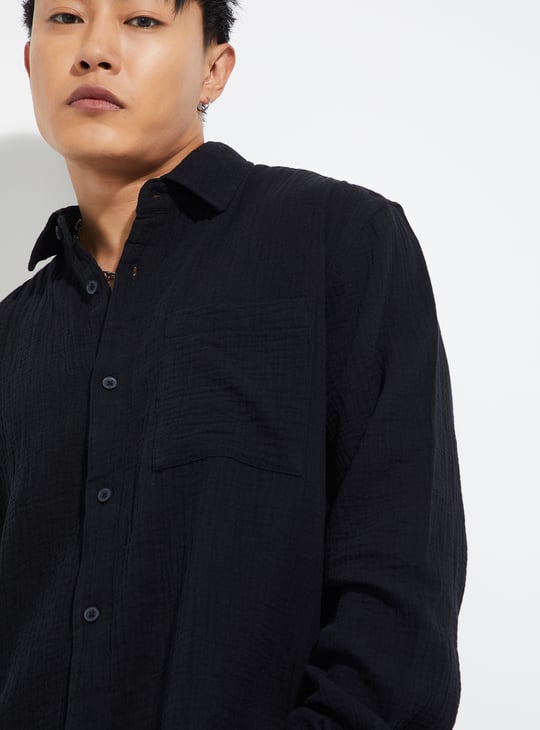 URB_N Men Textured Regular Shirt