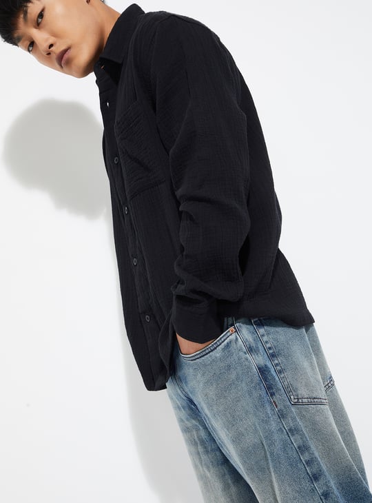 URB_N Men Textured Regular Shirt