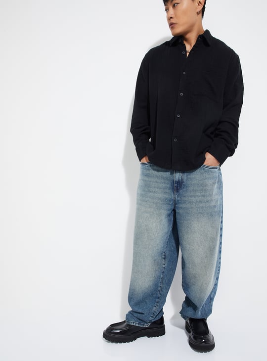 URB_N Men Textured Regular Shirt