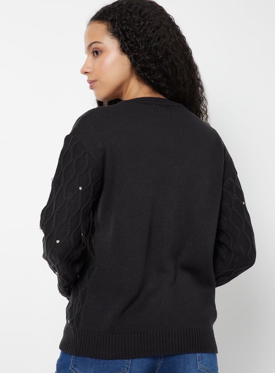 Women Jacquard Embellished Cardigan