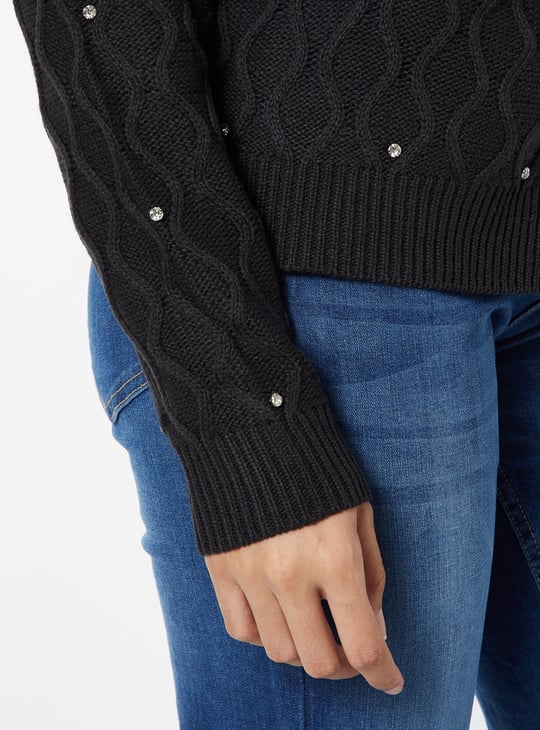 Women Jacquard Embellished Cardigan