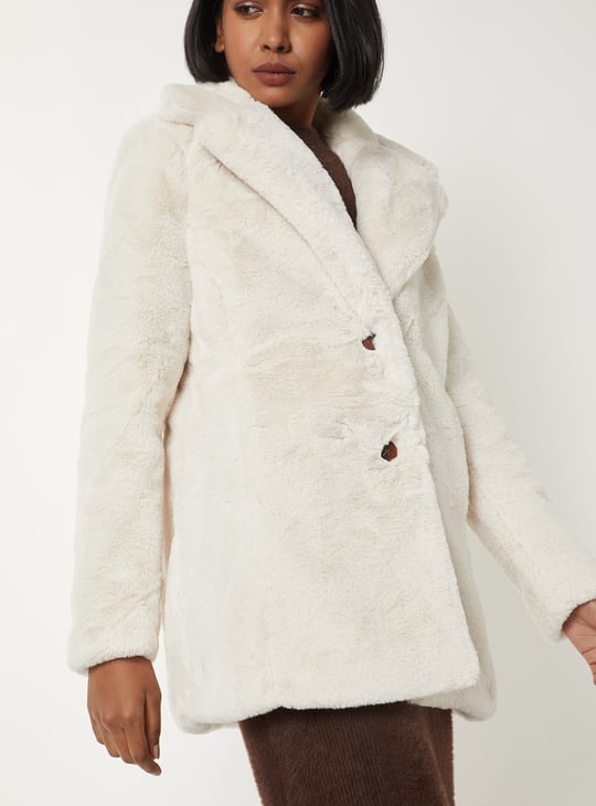 Women Solid Faux Fur Jacket