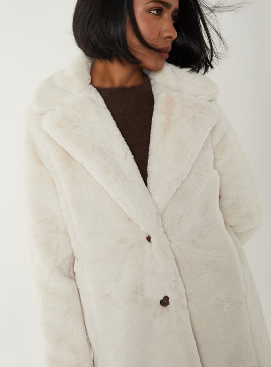 Women Solid Faux Fur Jacket