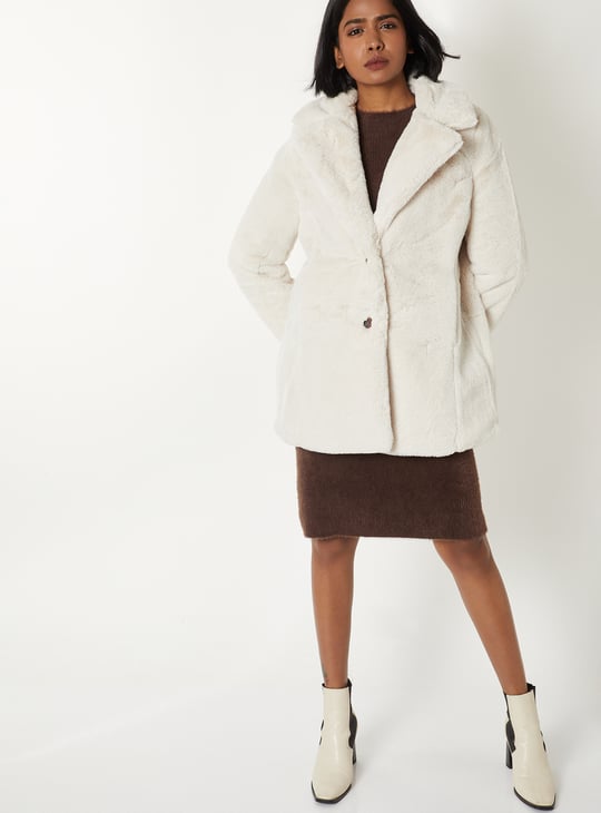 Women Solid Faux Fur Jacket