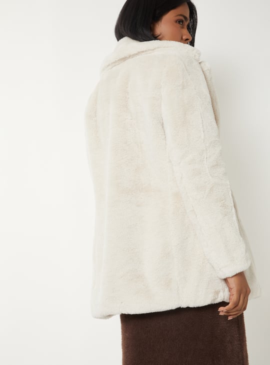 Women Solid Faux Fur Jacket