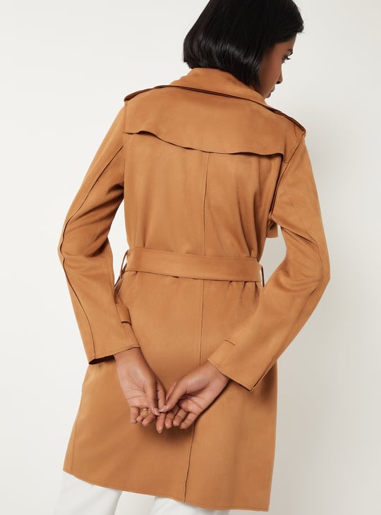 Buy Women Textured Trench Coat Online at just Rs. 2999.0