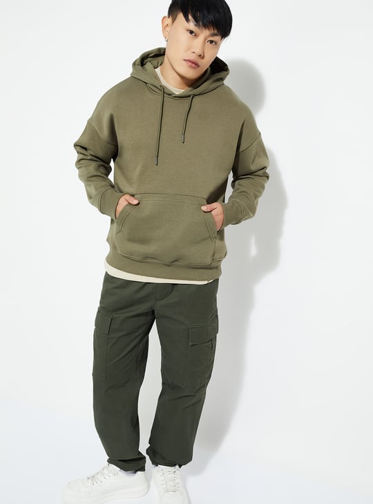 URB_N Men Knit Hooded Oversized Sweatshirt