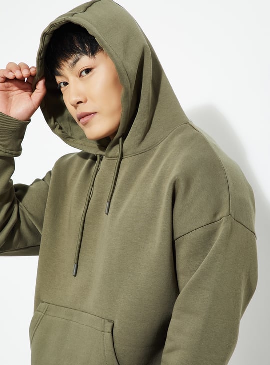 URB_N Men Knit Hooded Oversized Sweatshirt