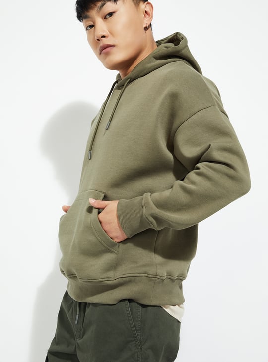 URB_N Men Knit Hooded Oversized Sweatshirt