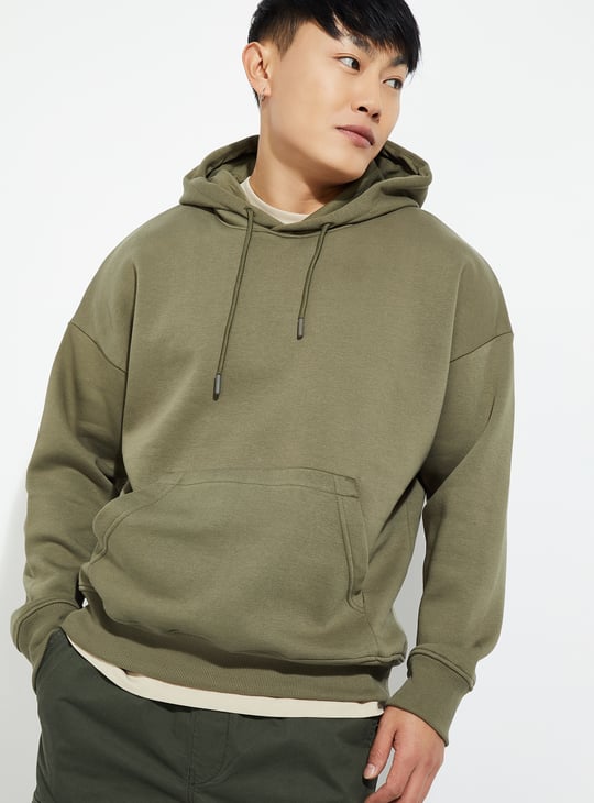 URB_N Men Knit Hooded Oversized Sweatshirt