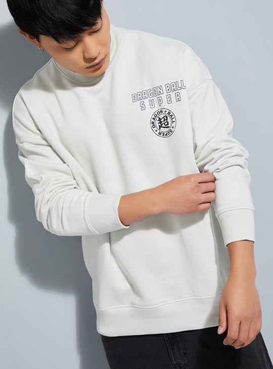 URB_N Men Dragon Ball-Z Print Oversized Sweatshirt