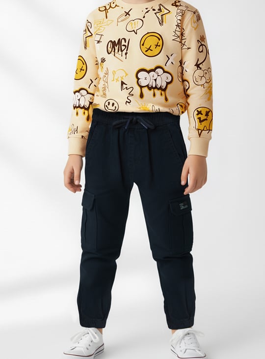 Boys Solid Cargo Joggers