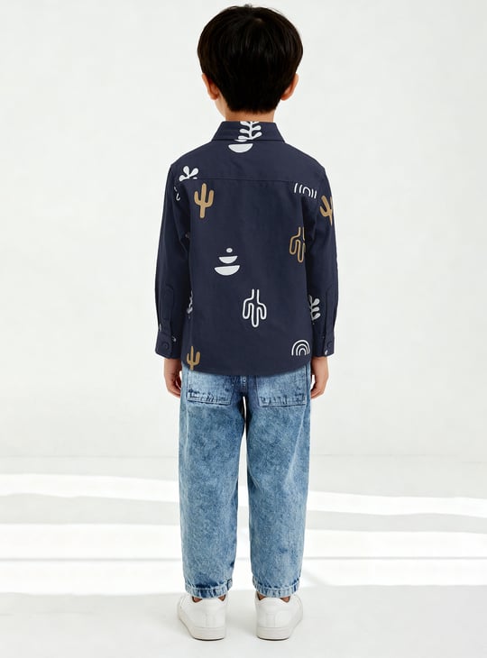 Boys Printed Oversized Shirt