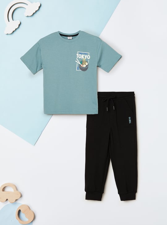 Boys Printed Oversized Joggers Set