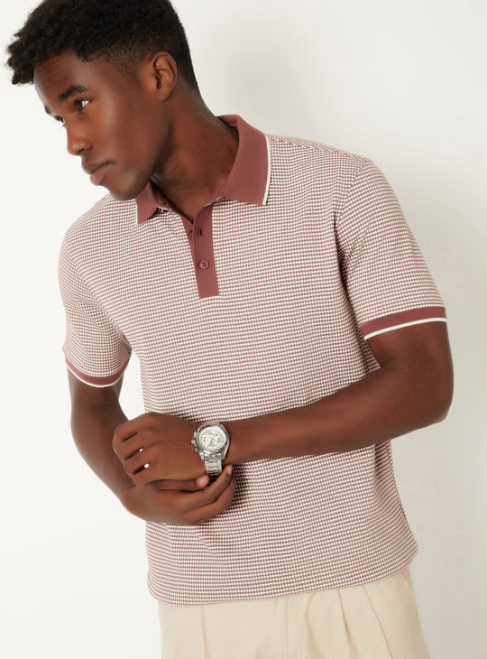 Buy Men Knit Regular Fit Polo T-shirt Online at just Rs. 799.0