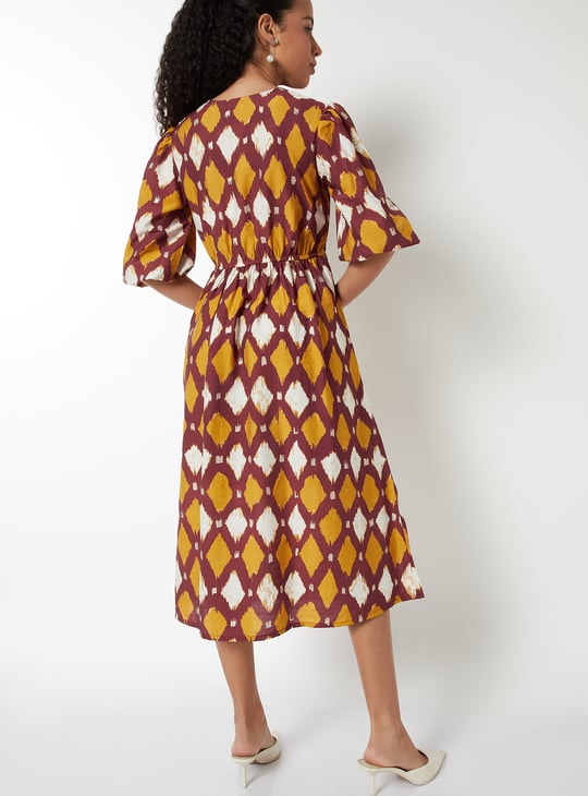 Women Printed Knotted A-line Dress