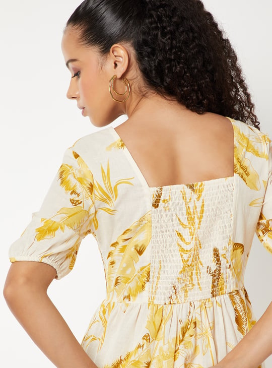 Women Floral Print Tiered Midi Dress