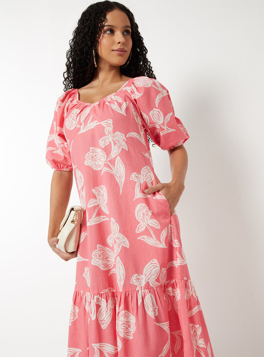 Women Floral Print Midi Dress