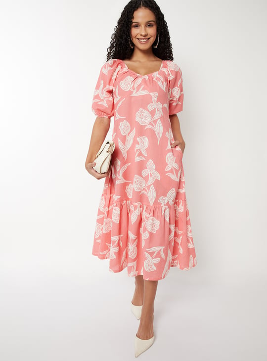 Women Floral Print Midi Dress