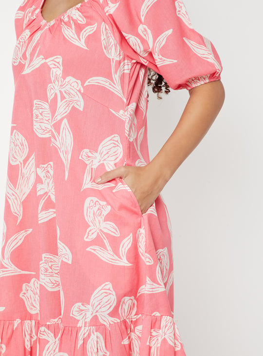 Women Floral Print Midi Dress