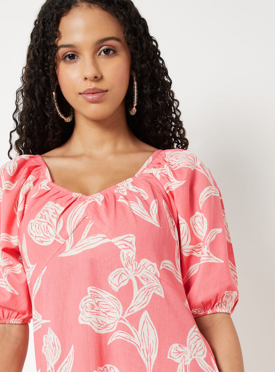 Women Floral Print Midi Dress
