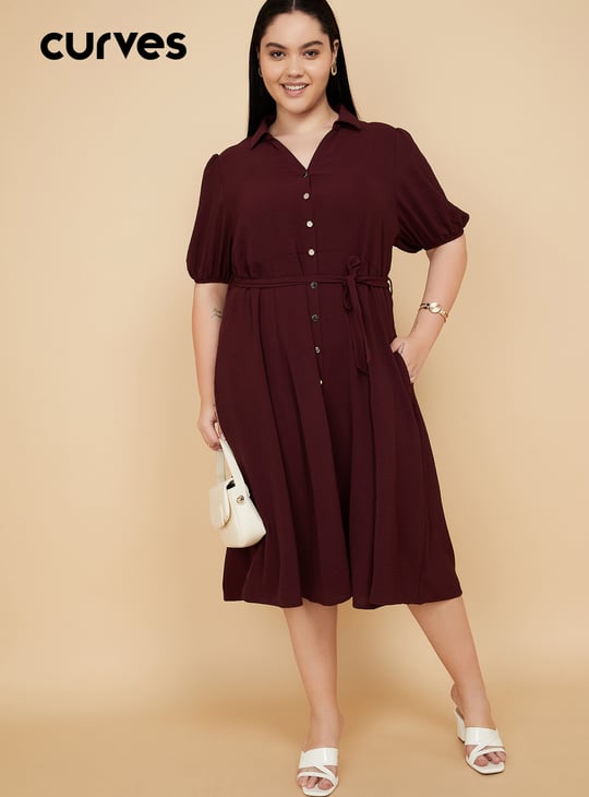 Women Solid Midi Dress