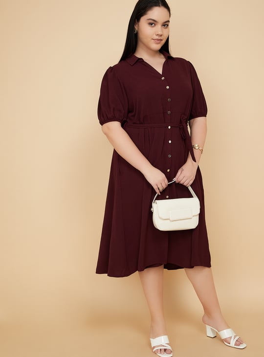 Women Solid Midi Dress
