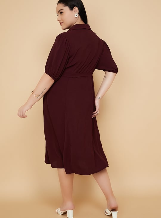 Women Solid Midi Dress