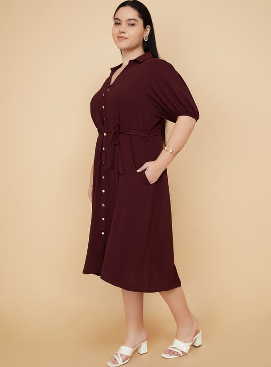 Women Solid Midi Dress