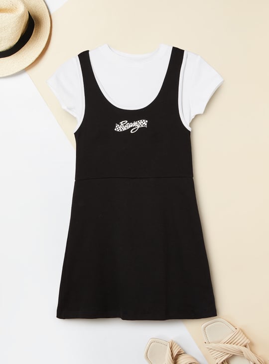 Girls Printed Dress with T-shirt