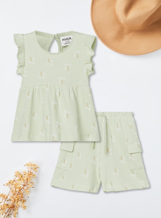 Girls Printed Shorts Set