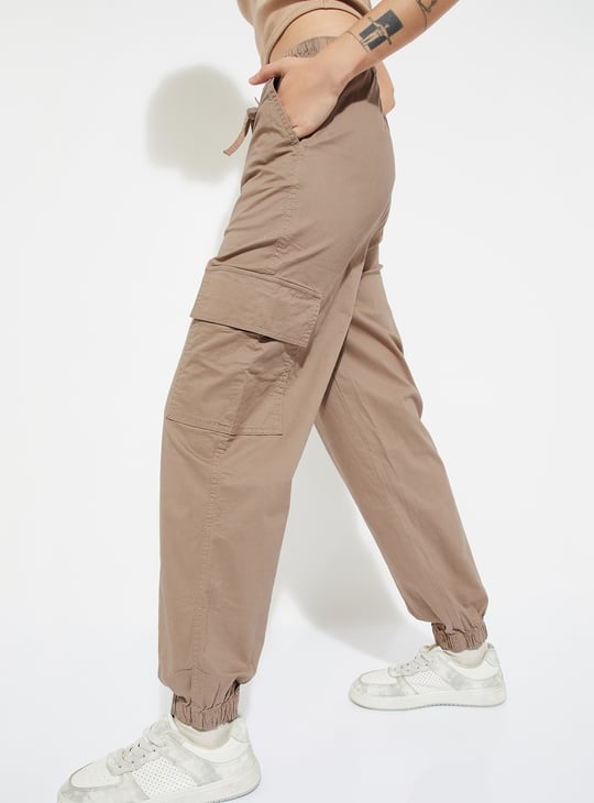 ALAYA F x URB_N Women Solid Baggy Fit Cargo Joggers