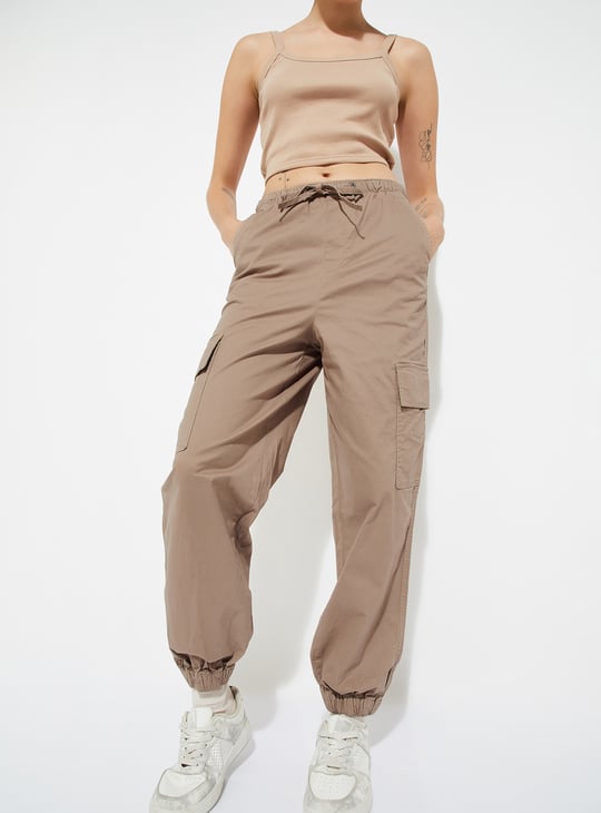 ALAYA F x URB_N Women Solid Baggy Fit Cargo Joggers