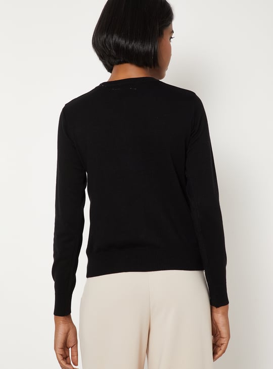 Women Knit Cardigan with Faux Pockets