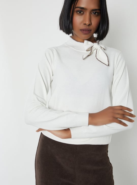 Buy Women Solid Top with Tie Up Detail Online at just Rs. 899.0