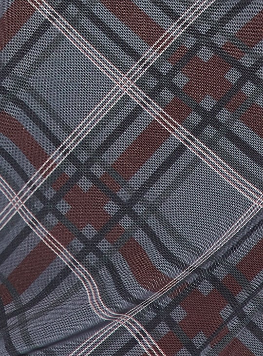 URB_N Women Checked A-line Side Slit Dress