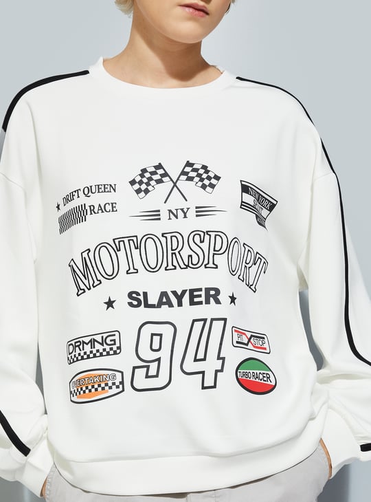 Buy ALAYA F x URB_N Women Printed Oversized Sweatshirt Online at