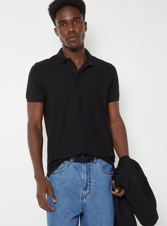 Men Textured Polo T-shirt